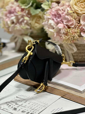 Dior S5685 Micro Saddle Bag With Strap Scarlet Black Goatskin - Default Title - View 2