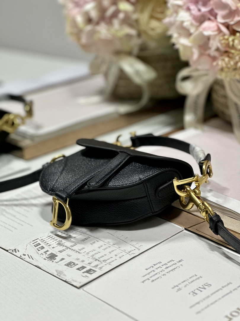 Dior S5685 Micro Saddle Bag With Strap Scarlet Black Goatskin - Default Title - View 4