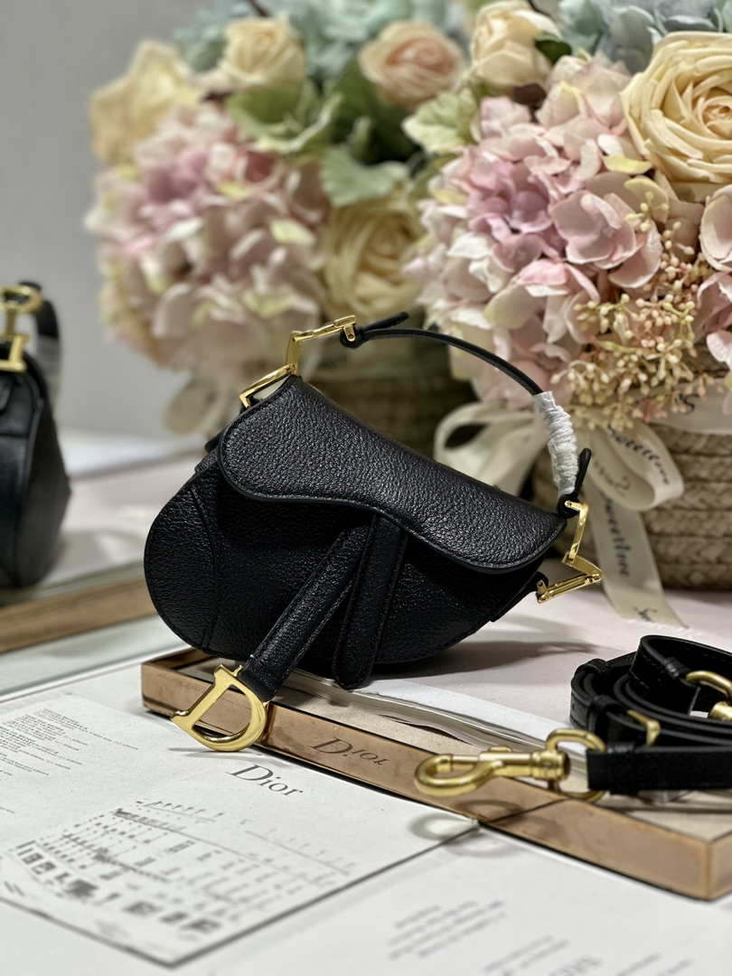 Dior S5685 Micro Saddle Bag With Strap Scarlet Black Goatskin - Default Title - View 5