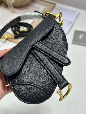 Dior S5685 Micro Saddle Bag With Strap Scarlet Black Goatskin - Default Title - View 6