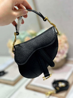 Dior S5685 Micro Saddle Bag With Strap Scarlet Black Goatskin - Default Title - View 9