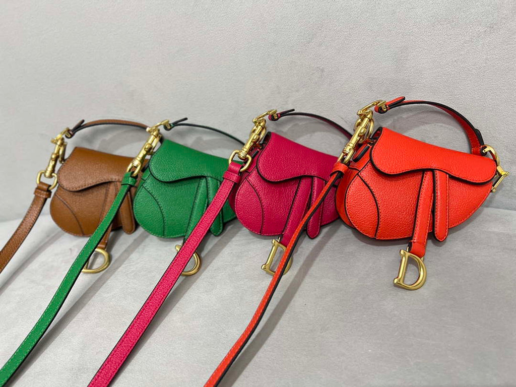 Dior S5685 Micro Saddle Bag With Strap Scarlet Orange Goatskin