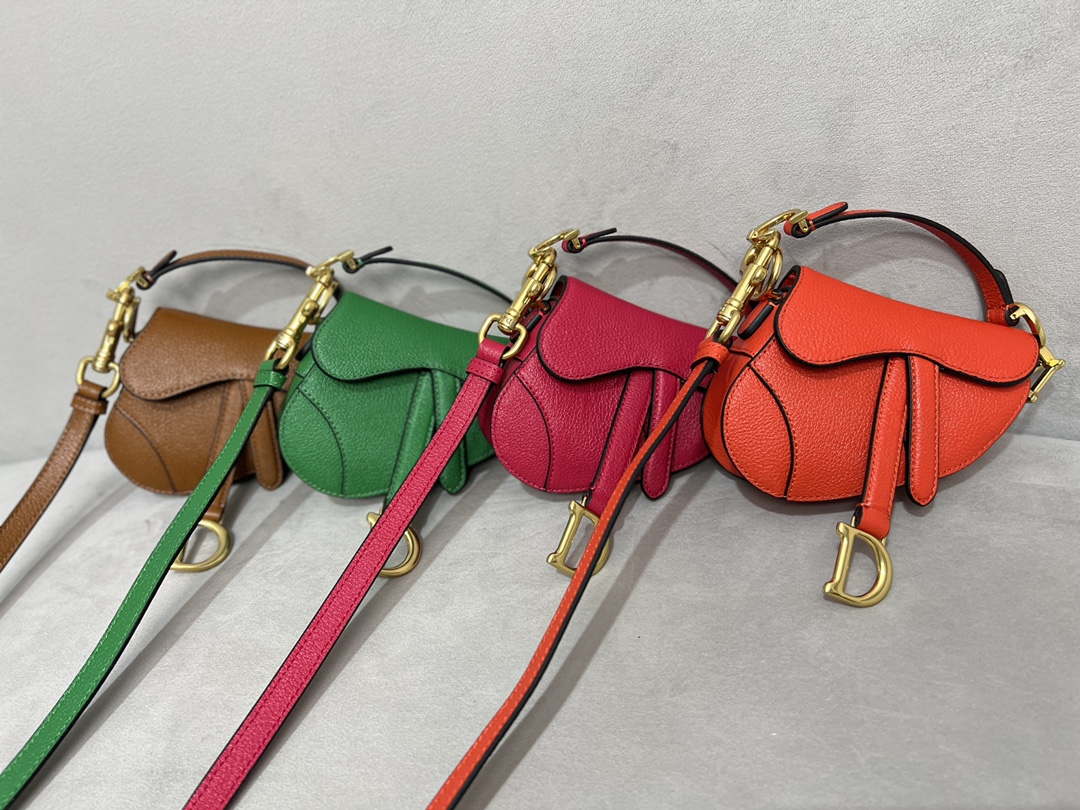 Dior S5685 Micro Saddle Bag With Strap Scarlet Orange Goatskin - Default Title - View 2