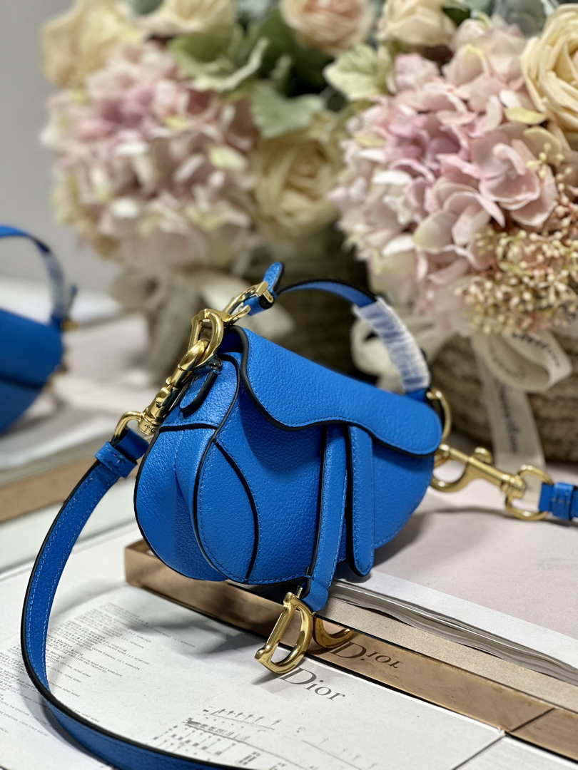 Dior S5685 Micro Saddle Bag With Strap Scarlet Blue Goatskin - Default Title - View 2