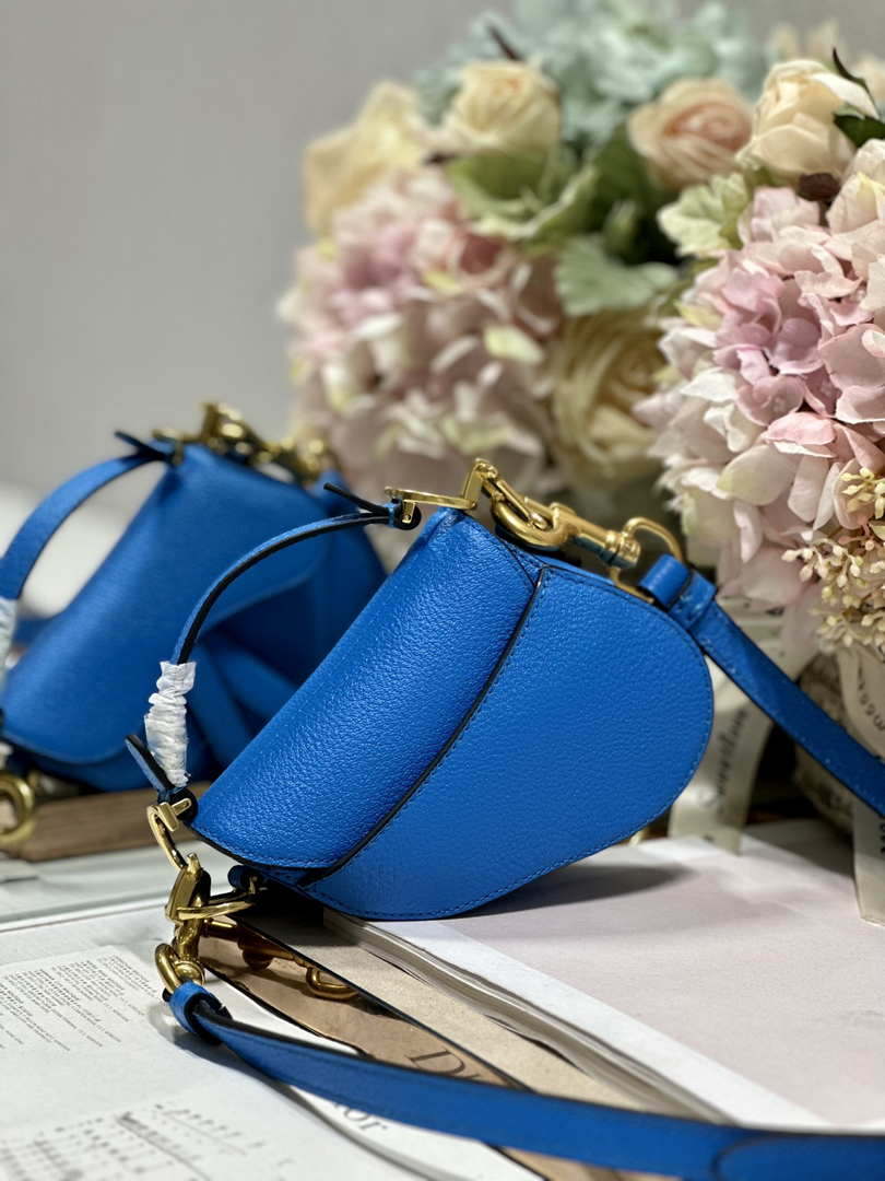 Dior S5685 Micro Saddle Bag With Strap Scarlet Blue Goatskin - Default Title - View 3