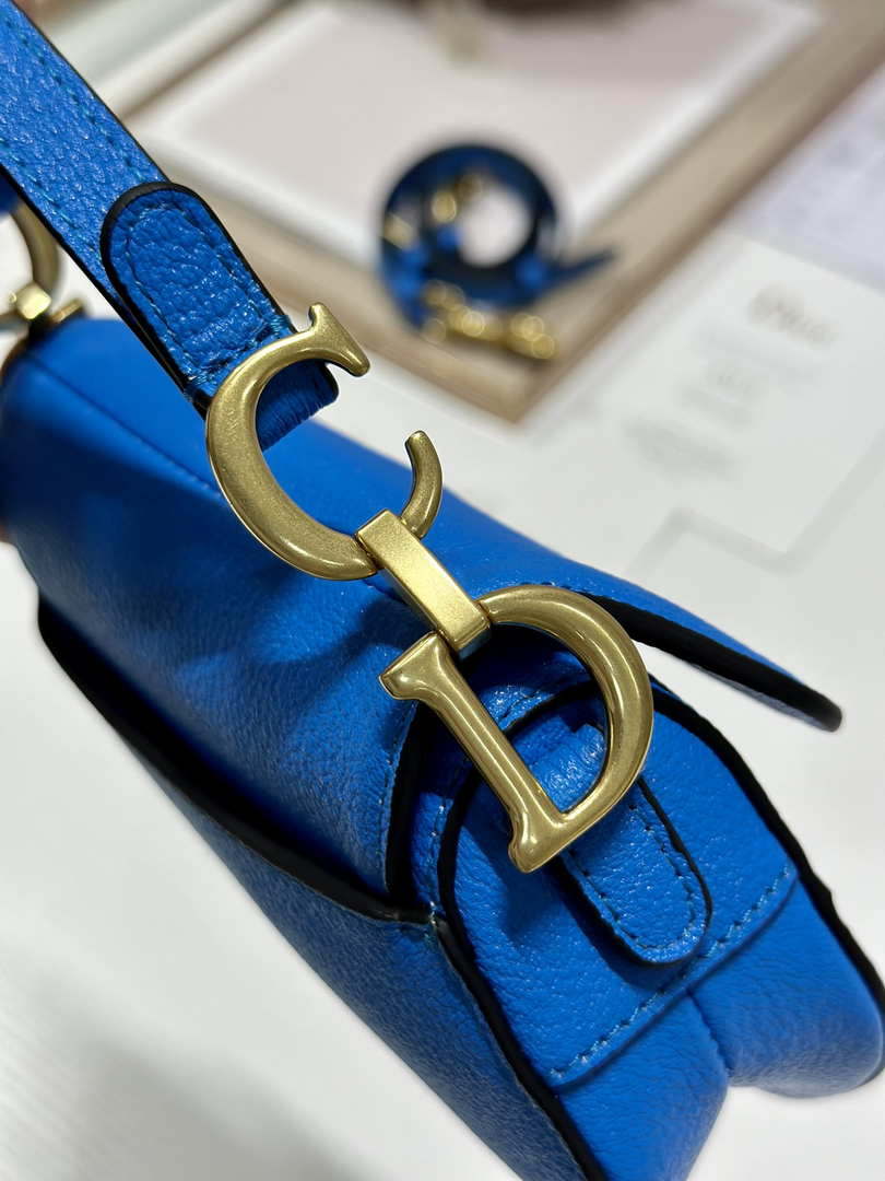 Dior S5685 Micro Saddle Bag With Strap Scarlet Blue Goatskin - Default Title - View 7
