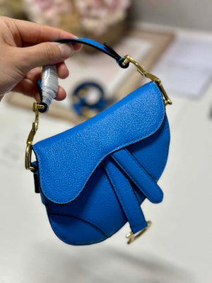 Dior S5685 Micro Saddle Bag With Strap Scarlet Blue Goatskin - Default Title - View 9