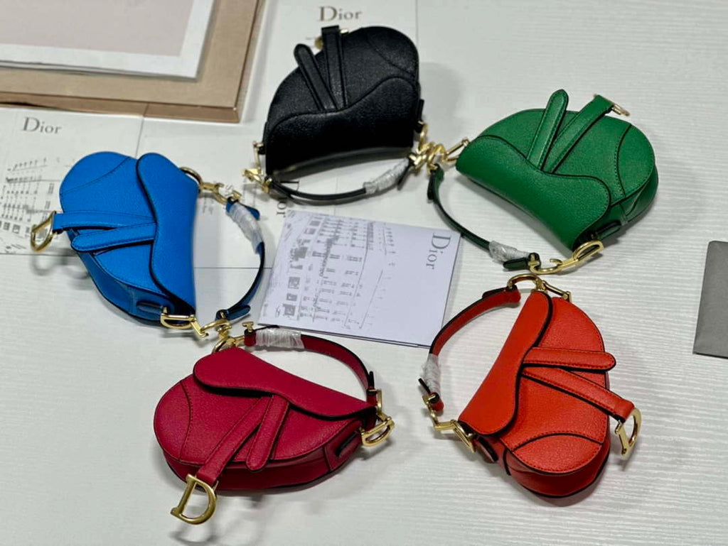 Dior S5685 Micro Saddle Bag With Strap Scarlet Green Goatskin