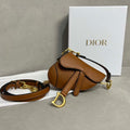 Dior S5685 Micro Saddle Bag With Strap Scarlet Brown Goatskin - Default Title - View 1