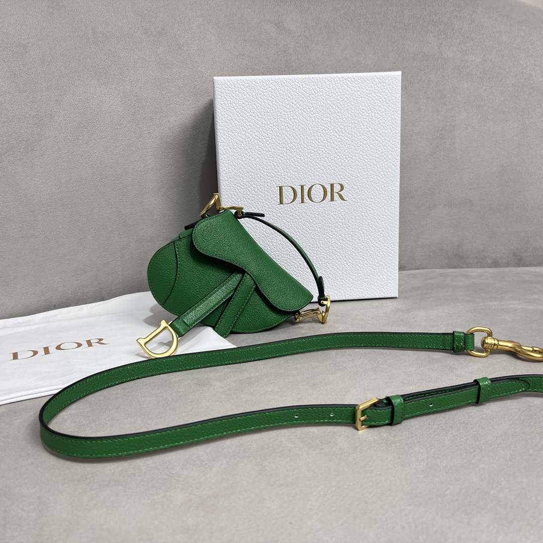 Dior S5685 Micro Saddle Bag With Strap Scarlet Green Goatskin - Default Title - View 1