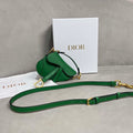 Dior S5685 Micro Saddle Bag With Strap Scarlet Green Goatskin