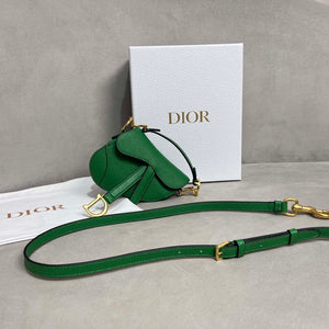 Dior S5685 Micro Saddle Bag With Strap Scarlet Green Goatskin - Default Title - View 1
