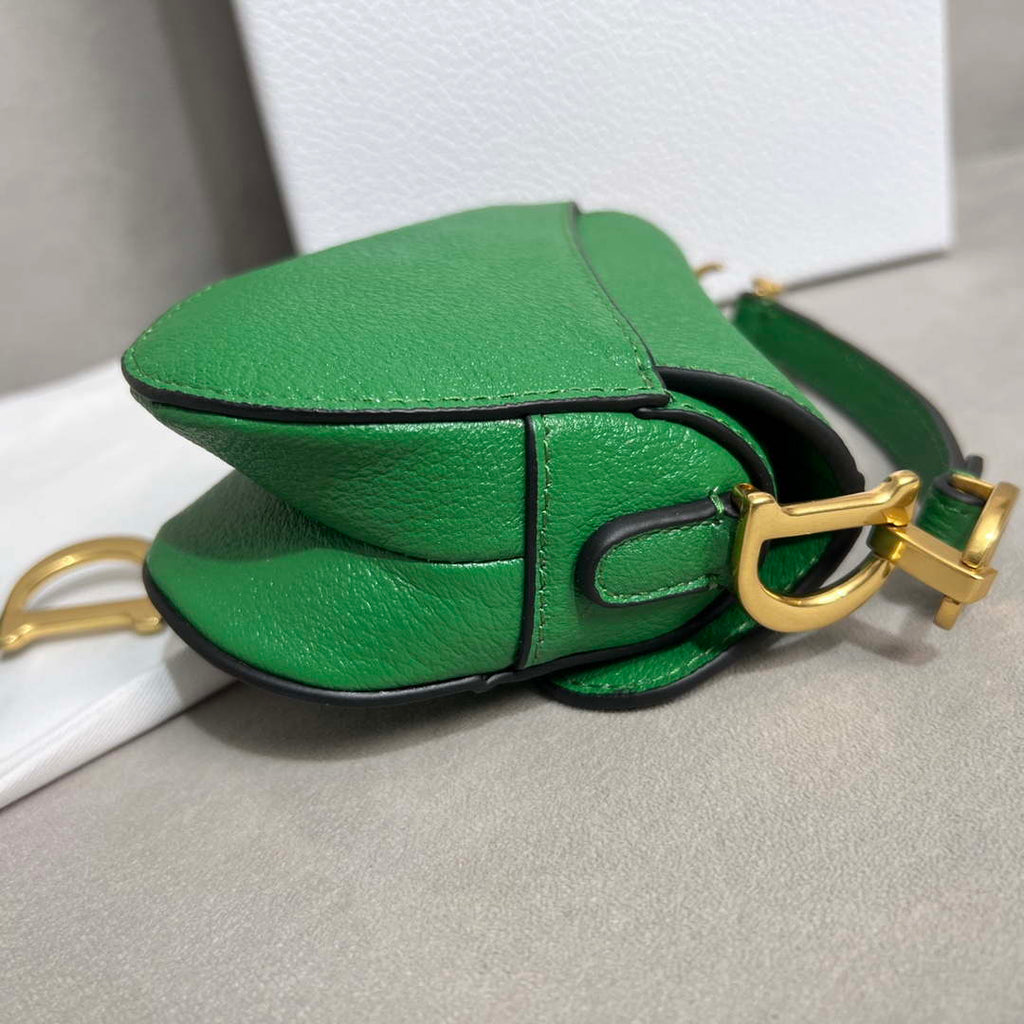 Dior S5685 Micro Saddle Bag With Strap Scarlet Green Goatskin