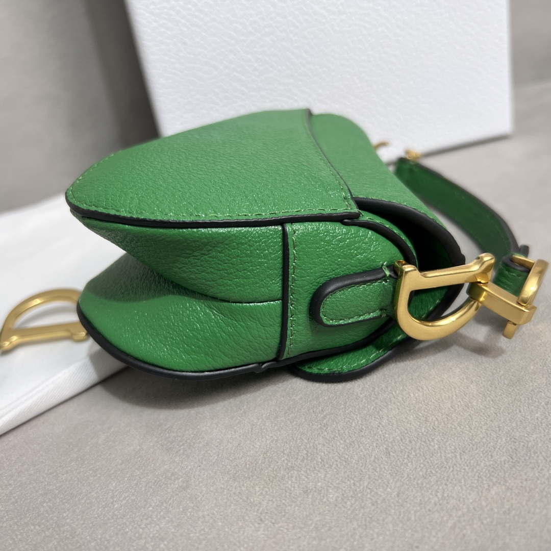 Dior S5685 Micro Saddle Bag With Strap Scarlet Green Goatskin - Default Title - View 5