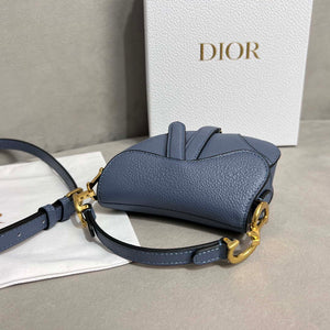 Dior S5685 Micro Saddle Bag With Strap Scarlet Light Blue Goatskin - Default Title - View 5