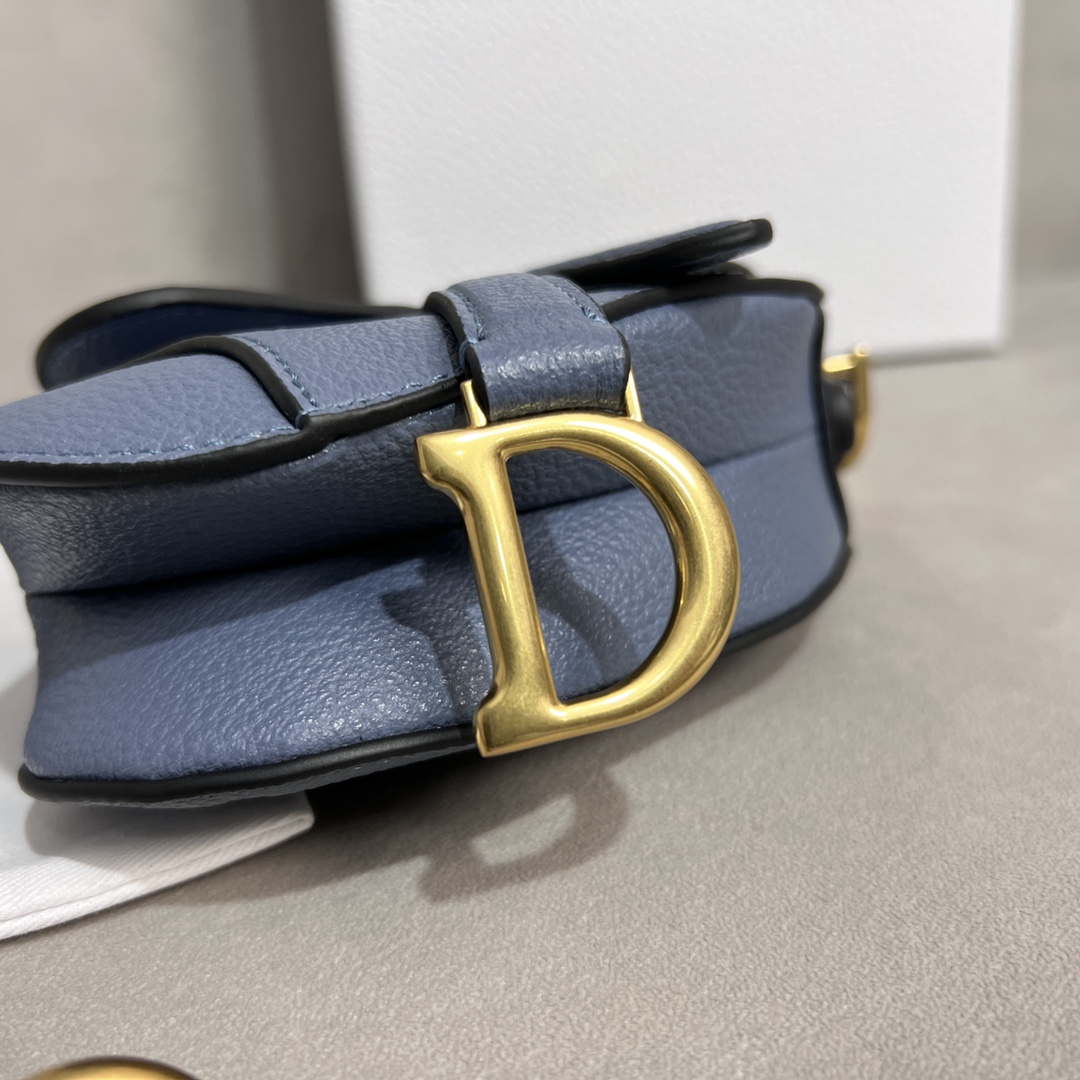 Dior S5685 Micro Saddle Bag With Strap Scarlet Light Blue Goatskin - Default Title - View 6