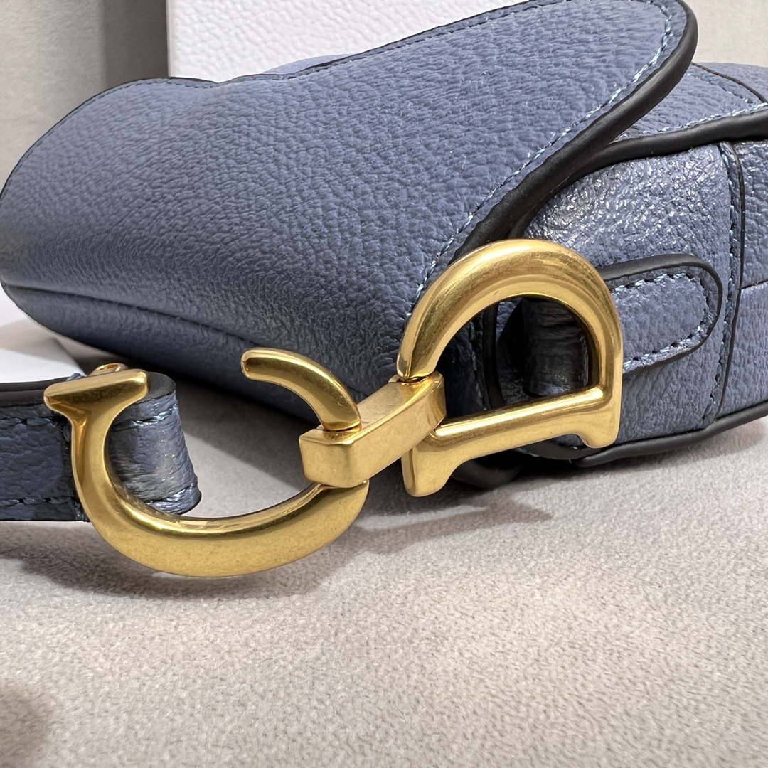 Dior S5685 Micro Saddle Bag With Strap Scarlet Light Blue Goatskin