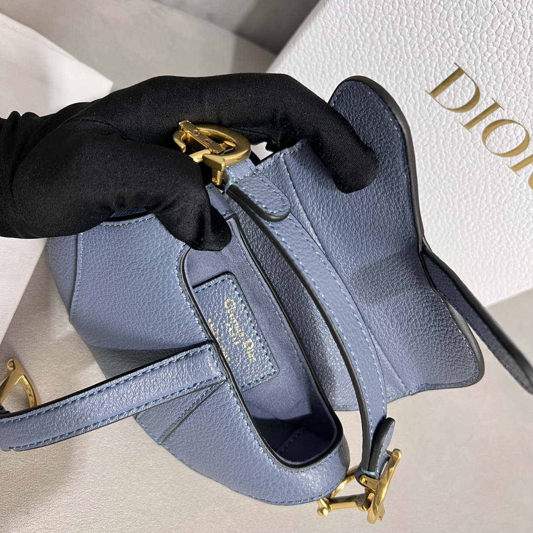Dior S5685 Micro Saddle Bag With Strap Scarlet Light Blue Goatskin - Default Title - View 9