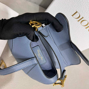 Dior S5685 Micro Saddle Bag With Strap Scarlet Light Blue Goatskin - Default Title - View 9