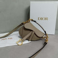 Dior S5685 Micro Saddle Bag With Strap Scarlet Light Gray Goatskin - Default Title - View 1