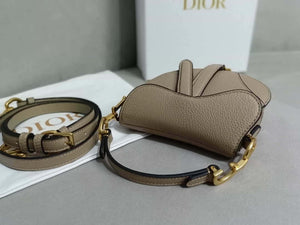 Dior S5685 Micro Saddle Bag With Strap Scarlet Light Gray Goatskin - Default Title - View 2