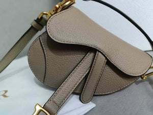Dior S5685 Micro Saddle Bag With Strap Scarlet Light Gray Goatskin - Default Title - View 3