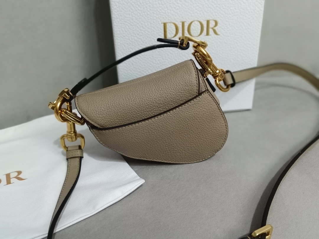 Dior S5685 Micro Saddle Bag With Strap Scarlet Light Gray Goatskin - Default Title - View 4