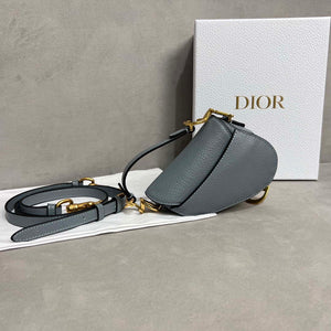 Dior S5685 Micro Saddle Bag With Strap Scarlet Gray Goatskin - Default Title - View 2