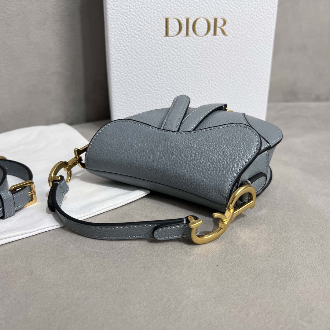 Dior S5685 Micro Saddle Bag With Strap Scarlet Gray Goatskin - Default Title - View 4
