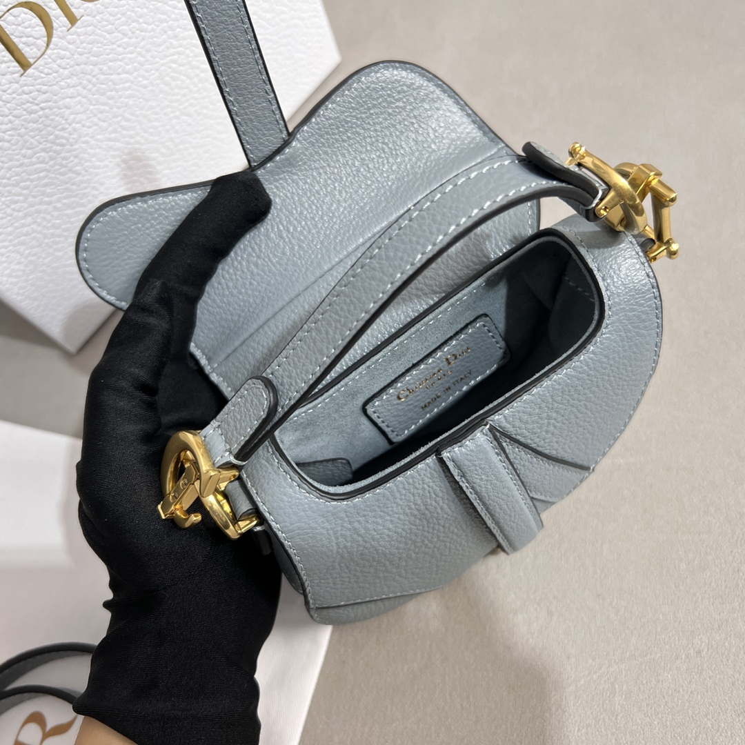 Dior S5685 Micro Saddle Bag With Strap Scarlet Gray Goatskin - Default Title - View 8
