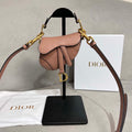 Dior S5685 Micro Saddle Bag With Strap Scarlet Nude Goatskin - Default Title - View 1