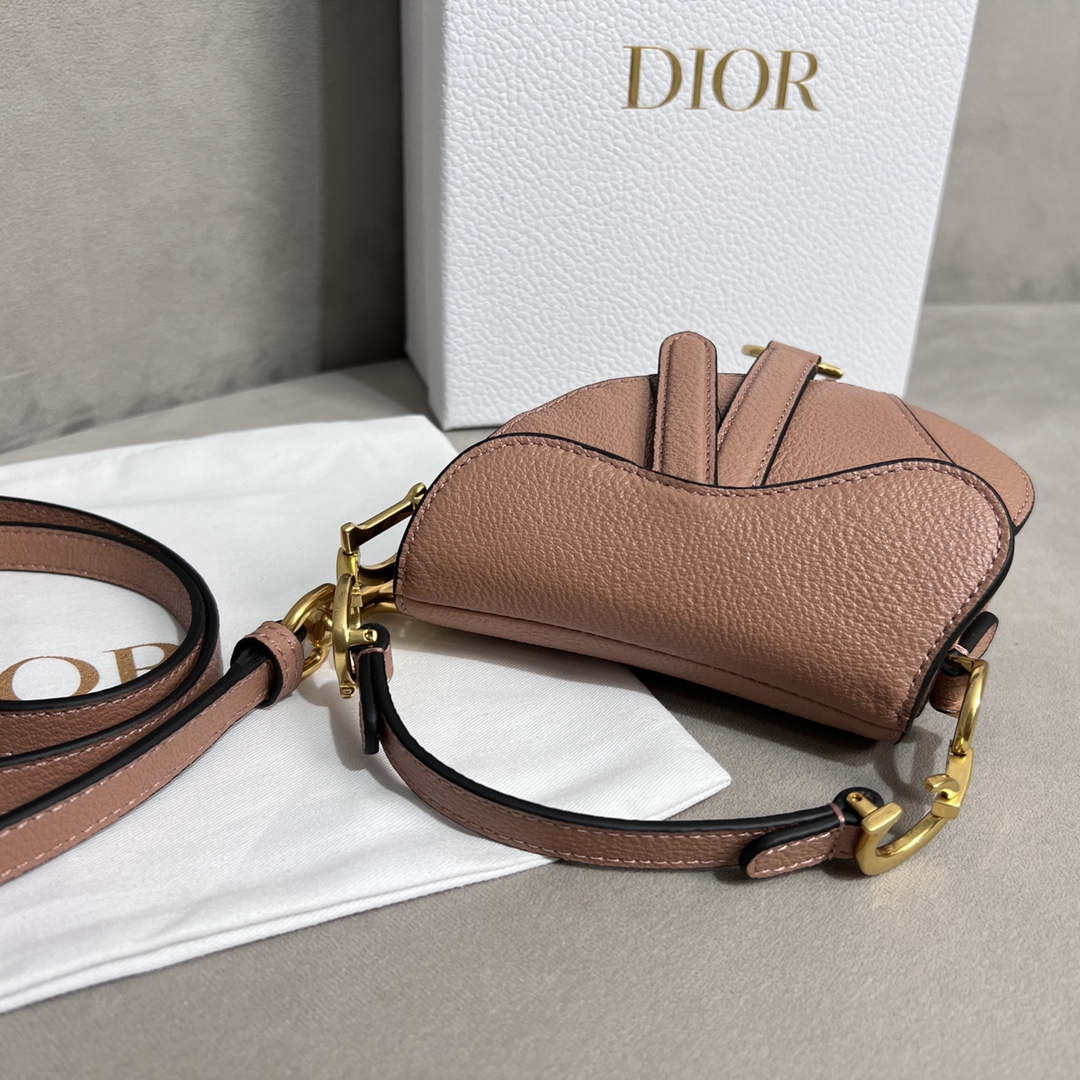 Dior S5685 Micro Saddle Bag With Strap Scarlet Nude Goatskin - Default Title - View 4