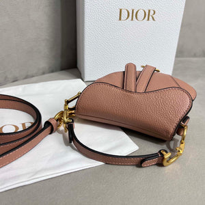 Dior S5685 Micro Saddle Bag With Strap Scarlet Nude Goatskin - Default Title - View 4