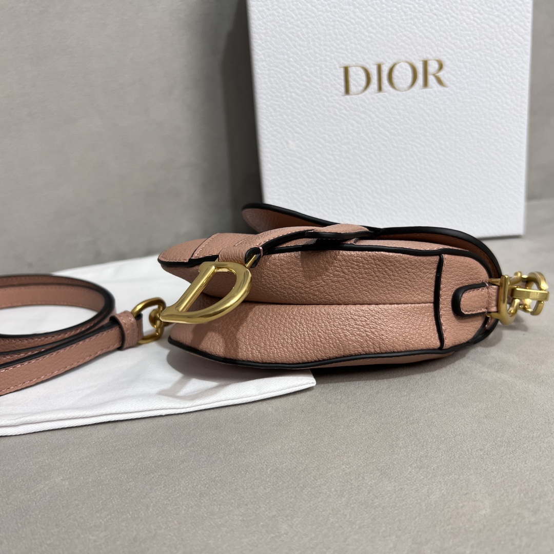 Dior S5685 Micro Saddle Bag With Strap Scarlet Nude Goatskin - Default Title - View 5