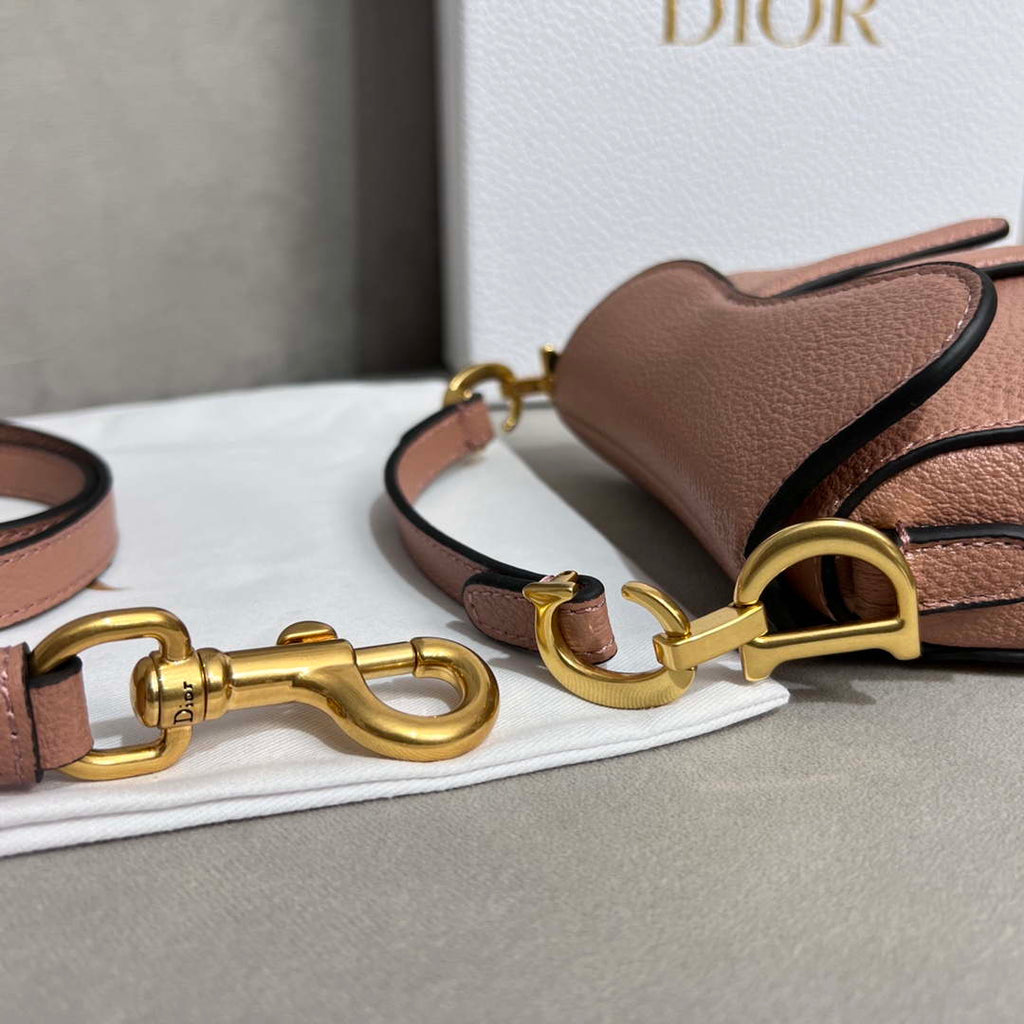 Dior S5685 Micro Saddle Bag With Strap Scarlet Nude Goatskin