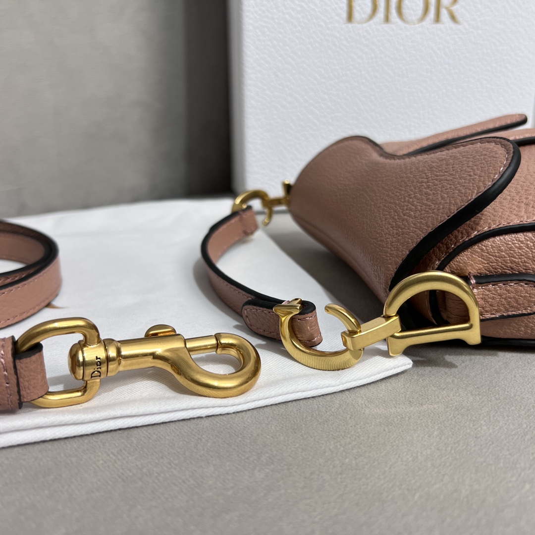 Dior S5685 Micro Saddle Bag With Strap Scarlet Nude Goatskin