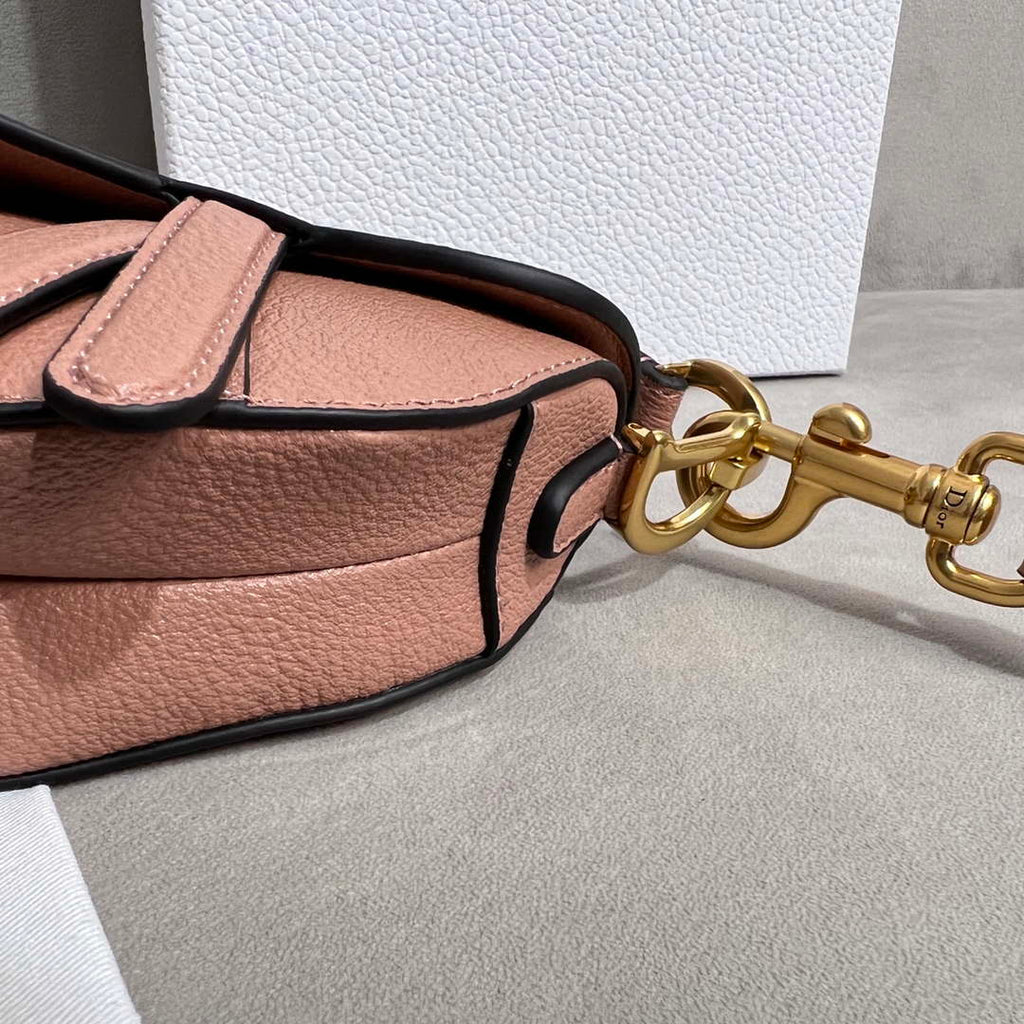 Dior S5685 Micro Saddle Bag With Strap Scarlet Nude Goatskin