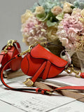 Dior S5685 Micro Saddle Bag With Strap Scarlet Orange Goatskin