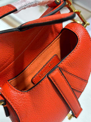 Dior S5685 Micro Saddle Bag With Strap Scarlet Orange Goatskin - Default Title - View 9