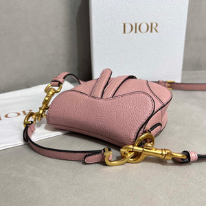 Dior S5685 Micro Saddle Bag With Strap Scarlet Pink Goatskin - Default Title - View 4