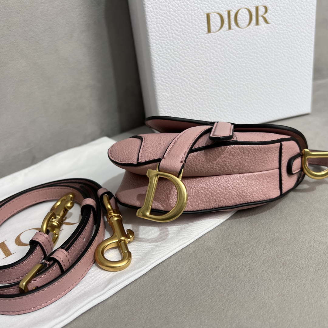 Dior S5685 Micro Saddle Bag With Strap Scarlet Pink Goatskin - Default Title - View 6