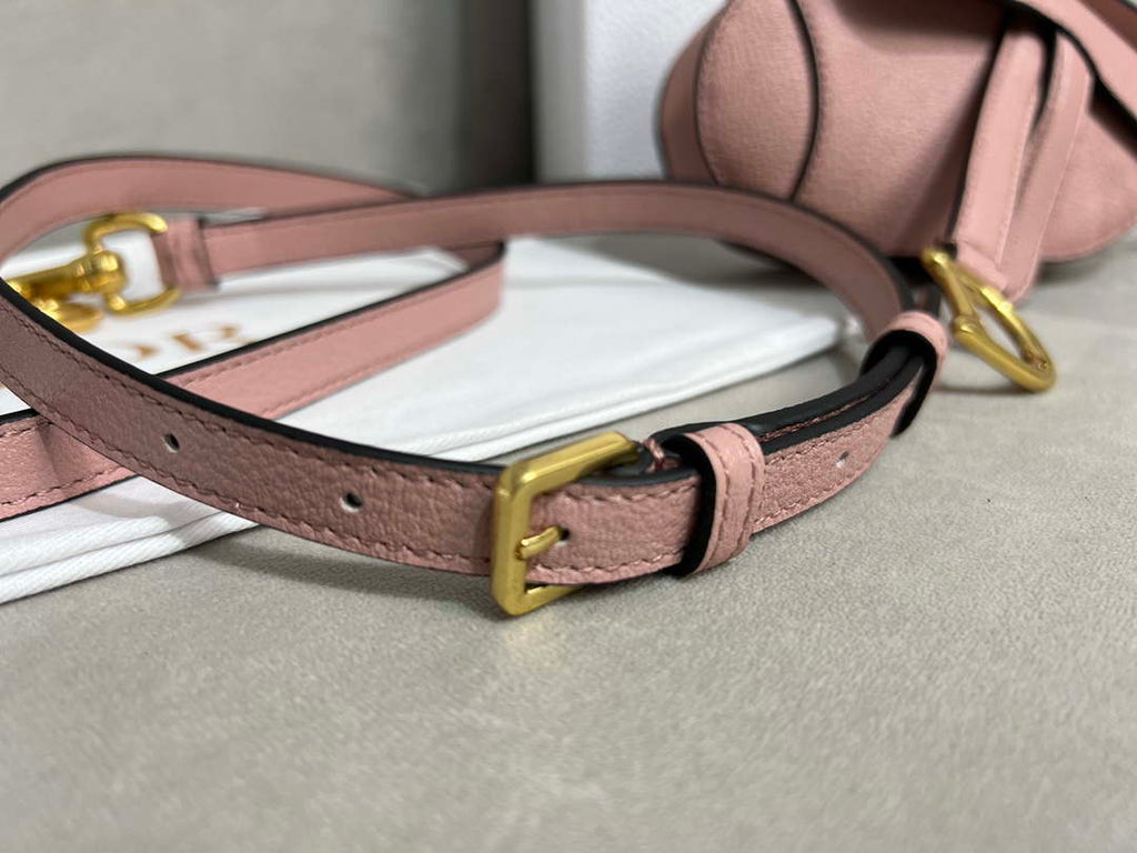 Dior S5685 Micro Saddle Bag With Strap Scarlet Pink Goatskin