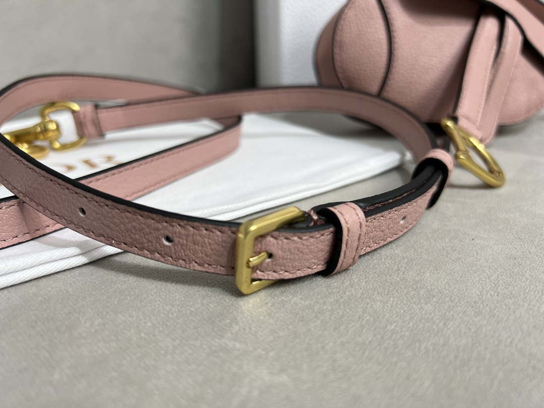 Dior S5685 Micro Saddle Bag With Strap Scarlet Pink Goatskin