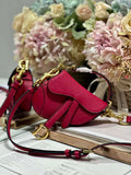 Dior S5685 Micro Saddle Bag With Strap Scarlet Red Goatskin
