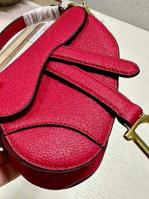 Dior S5685 Micro Saddle Bag With Strap Scarlet Red Goatskin - Default Title - View 6