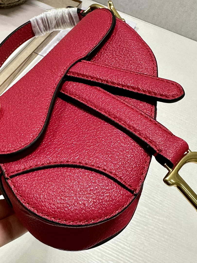 Dior S5685 Micro Saddle Bag With Strap Scarlet Red Goatskin - Default Title - View 6