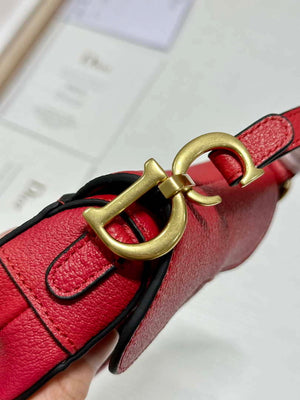 Dior S5685 Micro Saddle Bag With Strap Scarlet Red Goatskin - Default Title - View 7