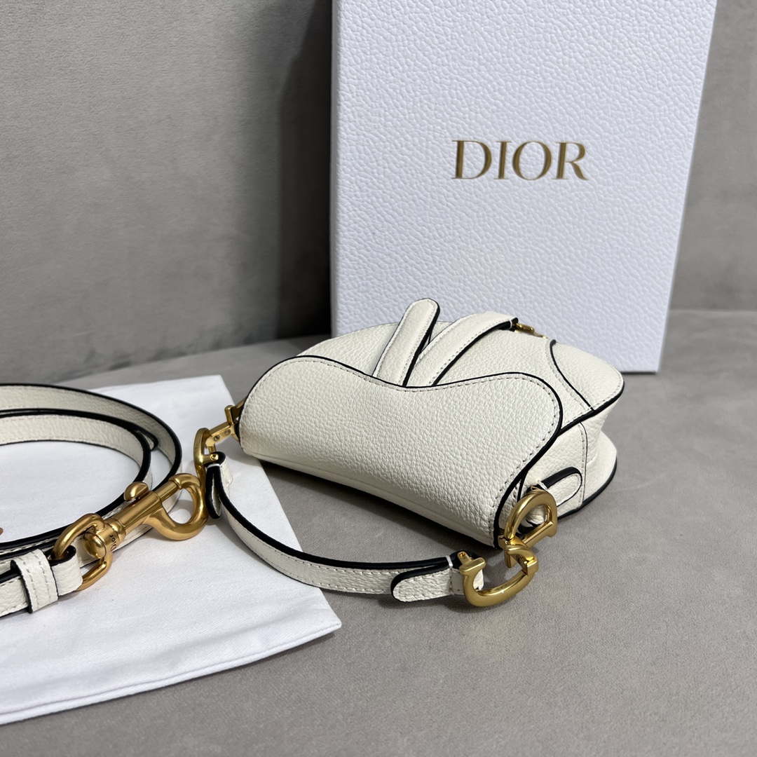 Dior S5685 Micro Saddle Bag With Strap Scarlet White Goatskin