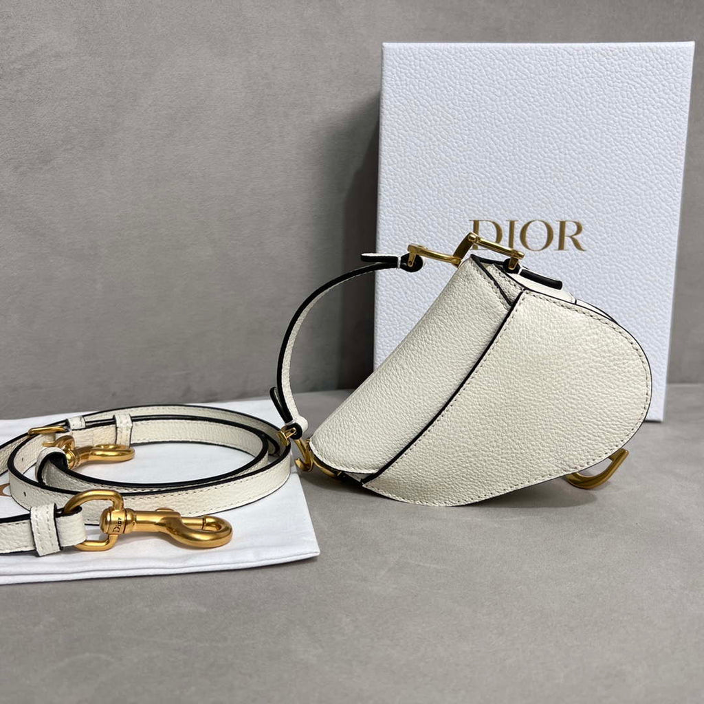 Dior S5685 Micro Saddle Bag With Strap Scarlet White Goatskin