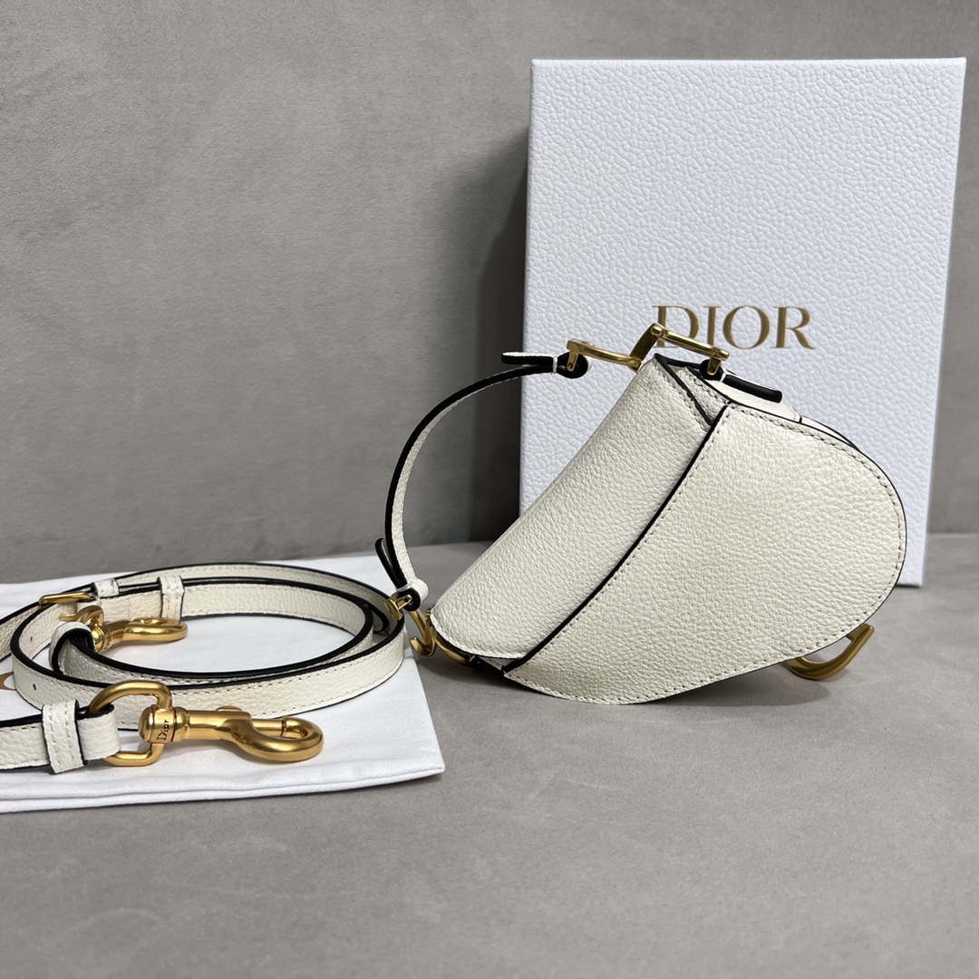 Dior S5685 Micro Saddle Bag With Strap Scarlet White Goatskin - Default Title - View 4